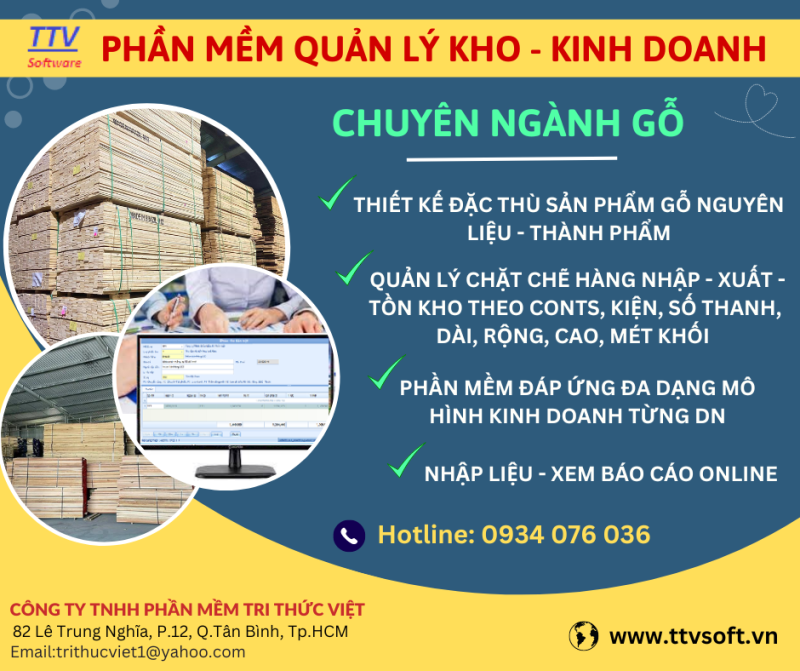 Phần mềm quản lý Kho, Kinh doanh chuyên ngành Gỗ 